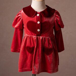Valentine velour heart dress, 6-9 months